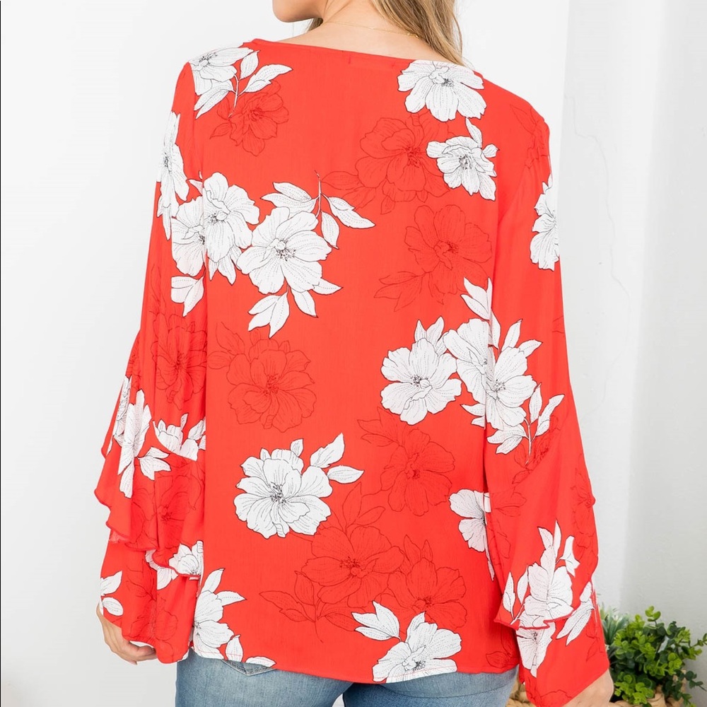 New ODDY Coral Floral Print Blouse - Picture 3 of 11
